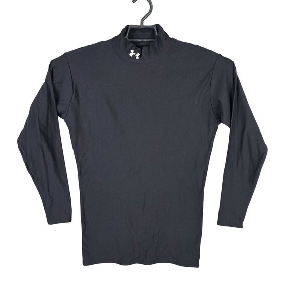 Mens Under Armour Black Compression Shirt Mock Neck Long Sleeve Nylon Blend XL - Picture 1 of 9